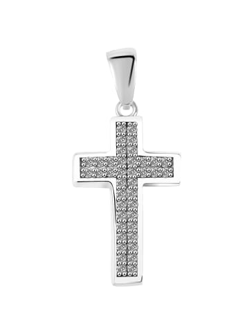 Adeliás Damen Anhänger Kreuz aus 925 Silber mit Zirkonia in silber