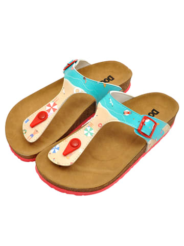 Dogo Lila Zehentrenner Sandalen - A Bird's Eye View of Beach 41 in Türkis
