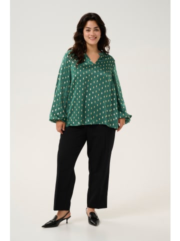 KAFFE curve Langarm-Bluse KCsofia in Green With Foil Print