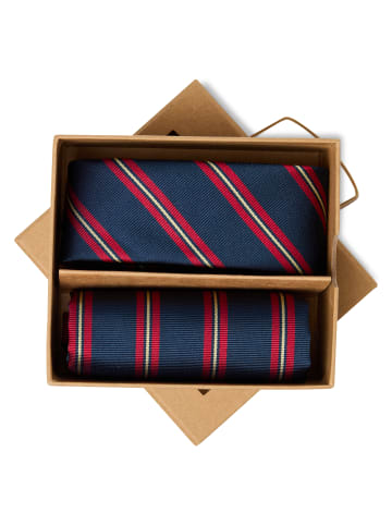 Finshley & Harding London Krawatte und Einstecktuch in marine - 0002