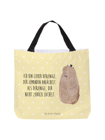 Mr. & Mrs. Panda Tote Bag Murmeltier mit Spruch in Gelb Pastell