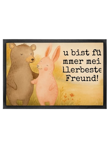 Mr. & Mrs. Panda fußmatte Bär und Hase Umarmen Design mit Spruch in Weiß