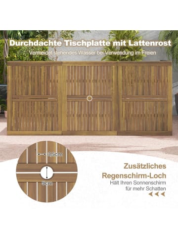 COSTWAY Gartentisch Akazienholz 200cm in Braun