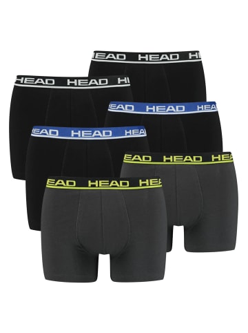 HEAD Boxershort 6er Pack in Schwarz/Schwarz/Blau/Anthrazit/Gelb