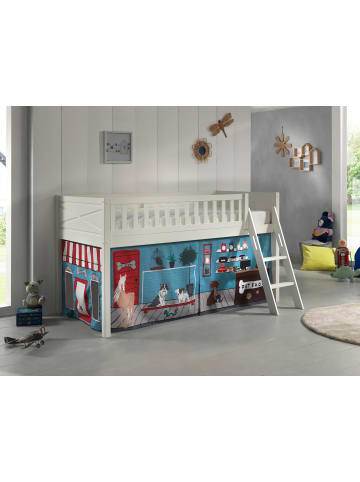 58 aufm Kessel KINDERBETT Karyl 208x114x135 Massivholz Weiß Textilset Pet Shop