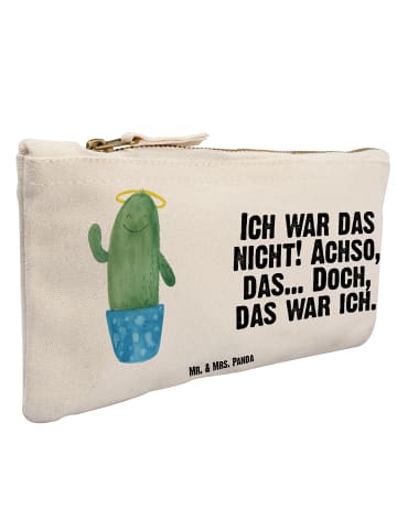 Mr. & Mrs. Panda Kulturtasche Kaktus Heilig mit Spruch in Weiß