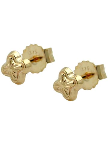 Gallay Ohrstecker Ohrring 4mm Stern mit Muster 9Kt GOLD in gold