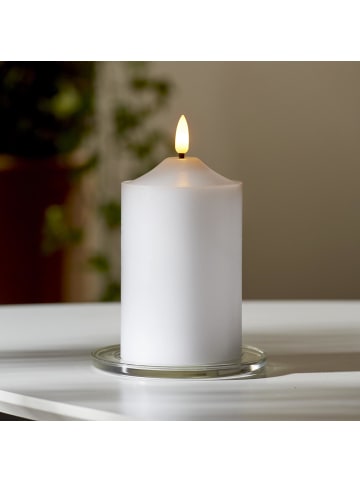 STAR Trading LED Blockkerze ,Flamme', Batterie und Timer, flackernd, warmweiß, 15cm