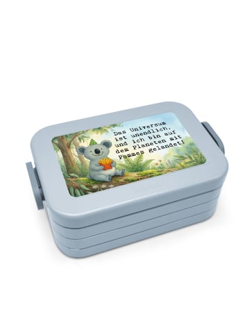 Mr. & Mrs. Panda Lunch Box Koala Pommes Design mit Spruch in Blau Pastell