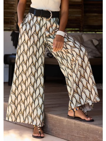LASCANA Strandhose in beige-khaki bedruckt