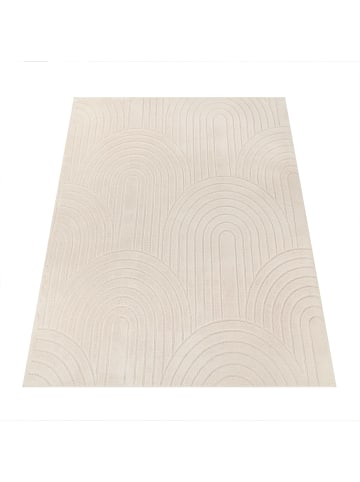 KADIMA DESIGN Teppich Kurzflor waschbar Struktur Wohnzimmer in Creme