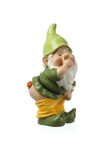 MARELIDA Gartenzwerg mit Hose Runter und Marienkäfer Gartenfigur H: 27cm