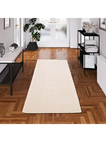 Snapstyle Hochflor Luxus Velours Läufer Teppich Touch in Creme