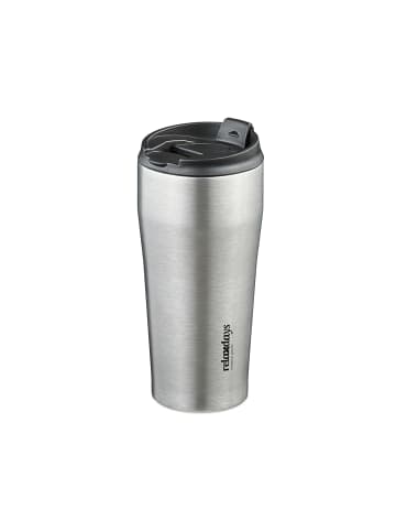 relaxdays Thermobecher in Silber/ Schwarz - 400 ml
