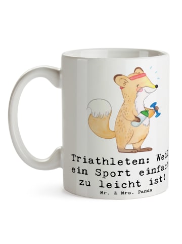 Mr. & Mrs. Panda Keramiktasse Triathlon Helden mit Spruch in Weiß