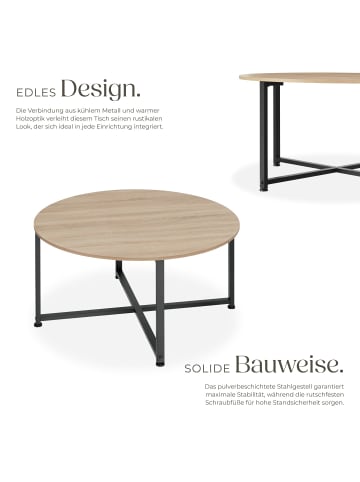 tectake Couchtisch Aberdeen 88,5 x 47 cm, Industrial Holz hell, Eiche Sonoma