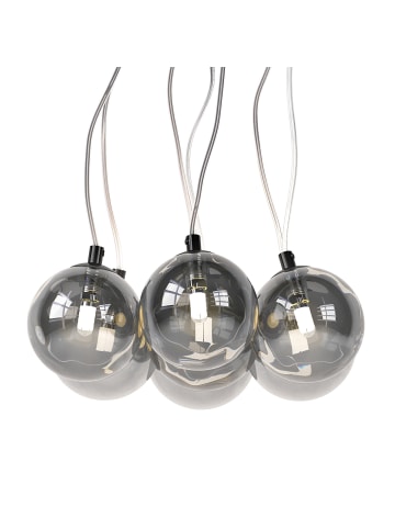 home24 Pendelleuchte KJUL 7-flammig in Metall Grau glänzend / Rauchglas