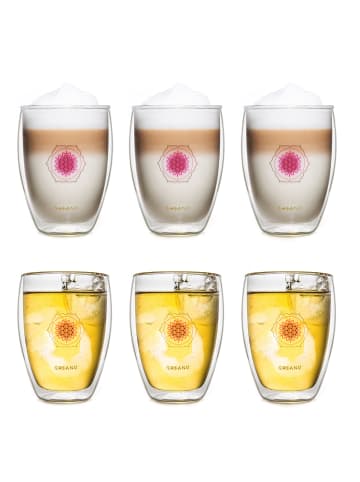 Creano 6er Set Thermoglas "Blume des Lebens" - 250ml