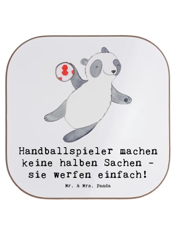 Mr. & Mrs. Panda Untersetzer Tasse Handball Wurf mit Spruch in Weiß