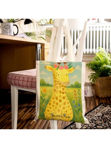 Mr. & Mrs. Panda Tote Bag Giraffe Blumenkranz Design ohne Spruch in Weiß