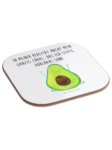 Mr. & Mrs. Panda Glasuntersetzer Avocado Glücklich mit Spruch in Weiß