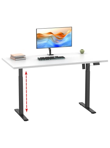 VCM  Schreibtisch höhenverstellbar Lona 140x80 in Schwarz / Weiß