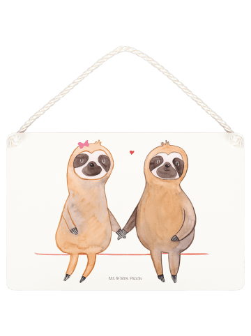 Mr. & Mrs. Panda Schild Faultier Pärchen ohne Spruch in Weiß