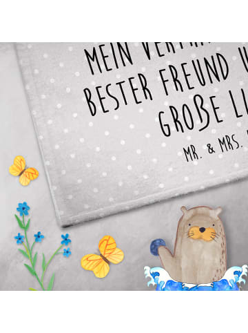 Mr. & Mrs. Panda Handtuch Axolotl Freundin mit Spruch in Grau Pastell