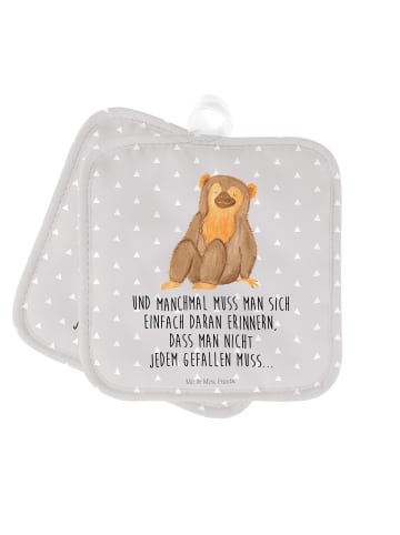 Mr. & Mrs. Panda Topfuntersetzer Affe mit Spruch in Grau Pastell