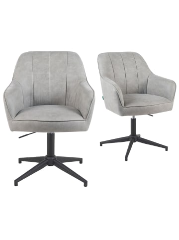DUBI Möbel 2er-Set: Bürostuhl Mika-Elin in Hellgrau - (B)60 x (H)84 x  (T)65 cm