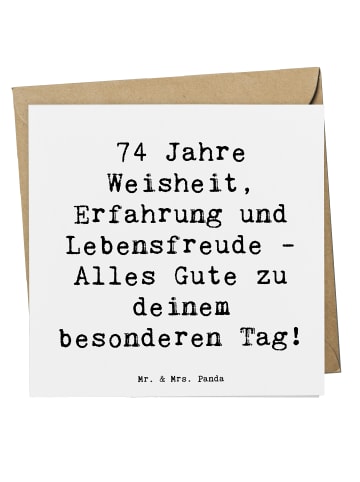 Mr. & Mrs. Panda Einladungskarte Spruch 74. Geburtstag mit Spruch in Weiß