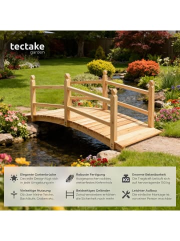 tectake Gartenbrücke aus Holz, 137 x 58 x 58 cm