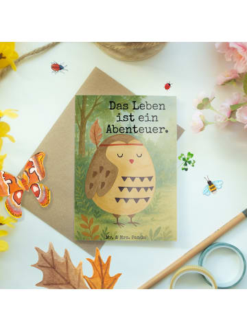 Mr. & Mrs. Panda Grußkarte Eule Federschmuck Design mit Spruch in Weiß