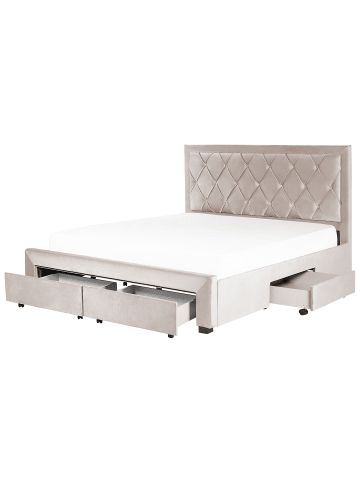 Beliani Doppelbett LIEVIN in Beige - (W) 185 x (H) 122 x (L) 217 cm