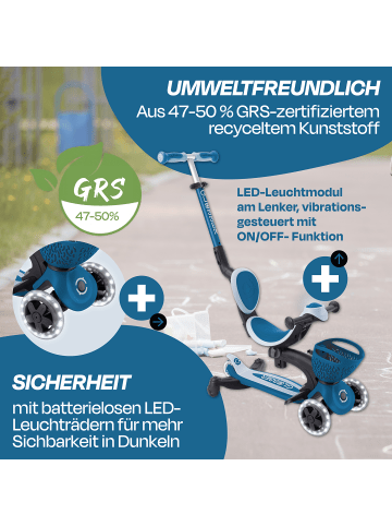 GLOBBER 3in1 Aufsitzrad, Laufrad, Scooter GO-UP BABY 360 LIGHTS in petrol, Leuchtmodul