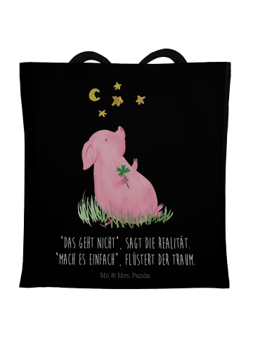 Mr. & Mrs. Panda Shopper Bag Schwein Glück mit Spruch in Schwarz