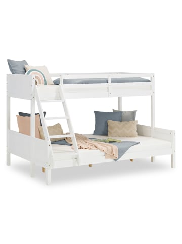 Homestyle4u Etagenbett 90x200 und 140x200 in Weiß mit Lattenrost