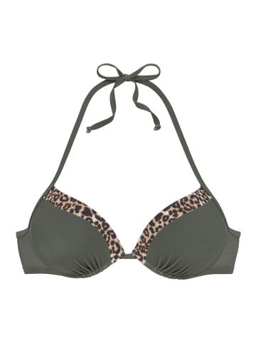LASCANA Push-Up-Bikini-Top in oliv-leo