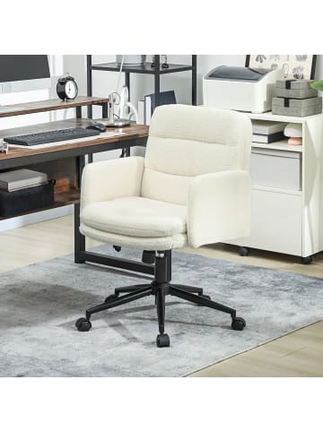 HOMCOM Schreibtischstuhl in Cremeweiß 65L x 61,5B x 101H cm