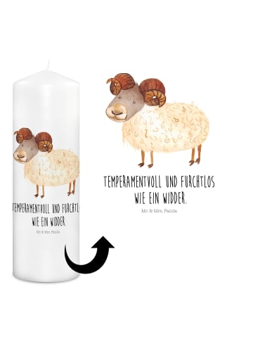 Mr. & Mrs. Panda Wachskerze Sternzeichen Widder mit Spruch in Weiß