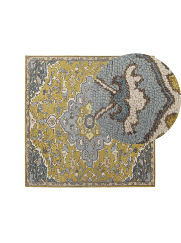 Beliani Kurzflor MUCUR in Gelb/Braun/Beige - (W) 200 x (H) 1.5 x (L) 200 cm