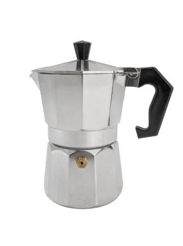 Intirilife Espressokocher Aluminium 3 Tassen Mokka-Kanne 160 ml Kaffeebereiter in Silber