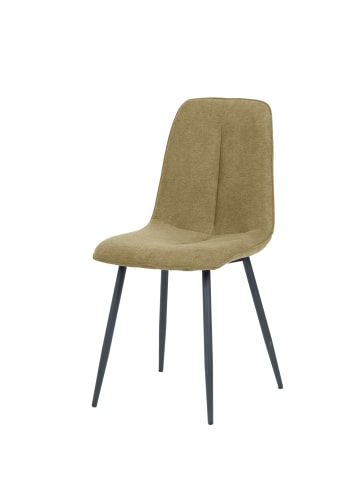 home24 home24 Polsterstuhl 4er-Set aus Webstoff & geschliffenem Gusseisen in Beige, 45 x 91 x 59 cm in Beige