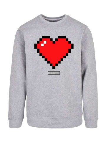 F4NT4STIC Sweatshirt Pixel Herz Good Vibes Happy People in grau meliert