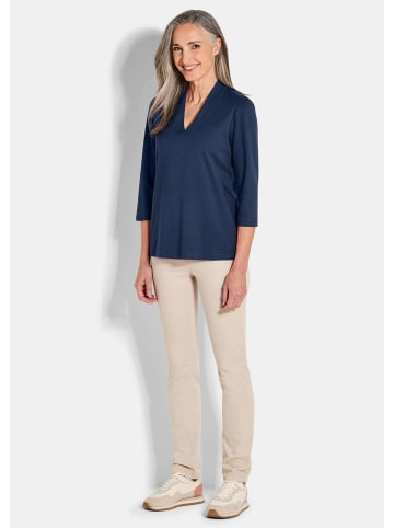 GOLDNER Kurzgröße:  Shirt Elegantes Basic-Shirt mit V-Ausschnitt in marine