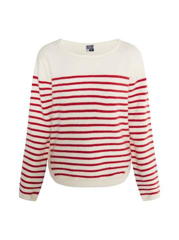 DreiMaster Maritim Damen Strickpullover in Wollweiss Rot