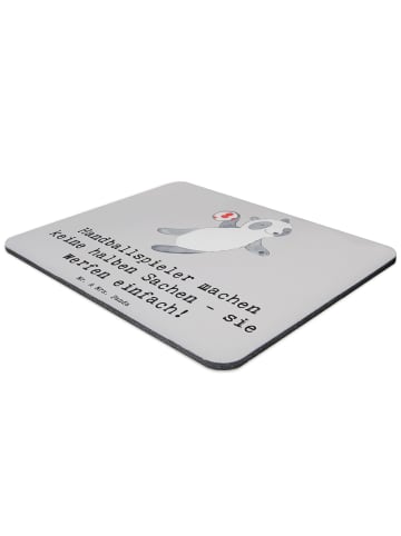Mr. & Mrs. Panda Mouse Pad Handball Wurf mit Spruch in Grau Pastell
