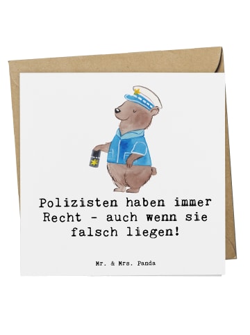 Mr. & Mrs. Panda Einladungskarte Polizist Humor mit Spruch in Weiß