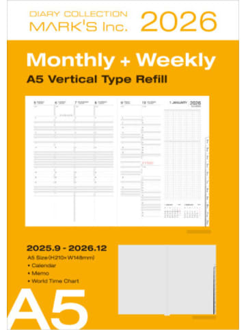 Marks Europe Kalender - MARK'S 2025/26 Refill, Taschenkalender, A5