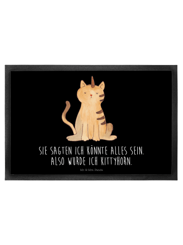 Mr. & Mrs. Panda Schmutzmatte Einhorn Katze mit Spruch in Schwarz